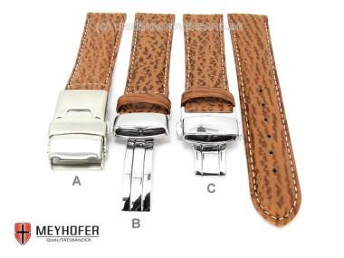 Uhrenband -Calais- 17mm braun echt Hai helle Naht Faltschlie�e (3 Versionen w�hlbar) von MEYHOFER - Bild vergr��ern 