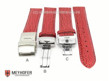 Uhrenband -Calais- 17mm rot echt Hai helle Naht Faltschlie�e (3 Versionen w�hlbar) von MEYHOFER - Bild vergr��ern 
