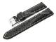 Uhrenarmband 24mm schwarz echt Strau� wei�e Naht (Schlie�enansto� 20 mm)