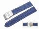 Uhrenarmband 18mm blau Faltschlie�e echt Hai wei�e Naht
