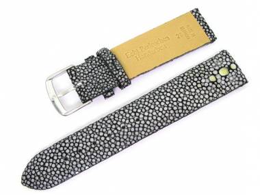 Uhrenarmband 18mm schwarz echt Perlrochen geschliffen von Fluco - Bild vergr��ern 