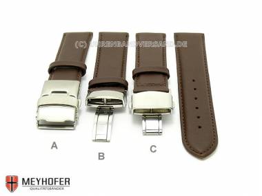 Uhrenband -Stavanger- 17mm dunkelbraun von MEYHOFER Faltschlie�e-3 Versionen (Schlie�enansto� 16 mm) - Bild vergr��ern 