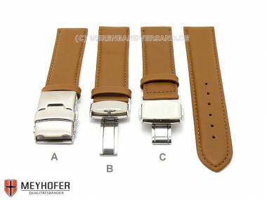 Uhrenband -Stavanger- 19mm hellbraun von MEYHOFER Faltschlie�e-3 Versionen (Schlie�enansto� 18 mm) - Bild vergr��ern 