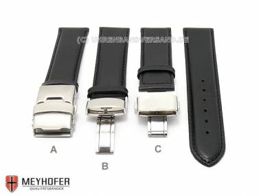 Uhrenband -Stavanger- 24mm schwarz von MEYHOFER Faltschlie�e-3 Versionen (Schlie�enansto� 22 mm) - Bild vergr��ern 