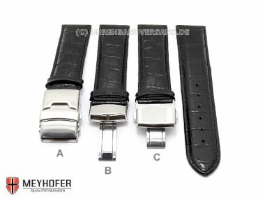 Uhrenarmband -Narvik- 22mm schwarz von MEYHOFER Faltschlie�e-3 Versionen (Schlie�enansto� 20 mm) - Bild vergr��ern 