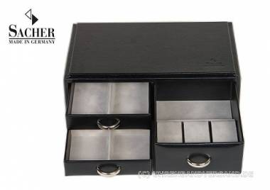 Sacher Vario-Modul f�r 3 Uhren und weiteren Schmuck echt Leder schwarz - Made in Germany - Bild vergr��ern 