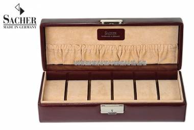 Uhrenbox -Luxury- bordeaux Vollrindleder f�r bis zu 6 Armbanduhren von Sacher - Germany - Bild vergr��ern 