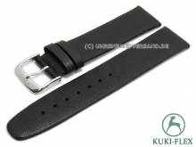 Uhrenarmband 18mm schwarz Leder KUKI-FLEX Patent fein genarbt von KUKI (Schließenanstoß 16 mm)