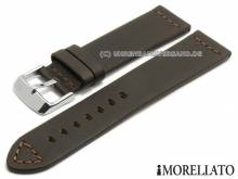 Uhrenarmband Bramante 22mm dunkelbraun Leder glatt Naht mittelbraun von MORELLATO (Schließenanstoß 20 mm)