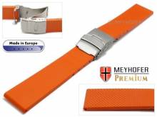 Uhrenarmband Rendsburg 24mm Titan-Faltschließe orange Kautschuk MEYHOFER (Schließenanstoß 20 mm)