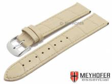 Uhrenarmband Davos 20mm beige Leder Alligator-Prägung abgenäht von MEYHOFER (Schließenanstoß 18 mm)