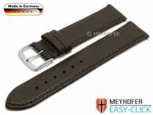 Uhrenarmband Meyhofer EASY-CLICK Neuss 16mm dunkelbraun Hirsch-Leder genarbt abgenäht (Schließenanstoß 16 mm)