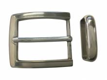 Gürtel-Dornschließe Metall silberfarben inkl. Schlaufe passend für Gürtelbreite 40 mm