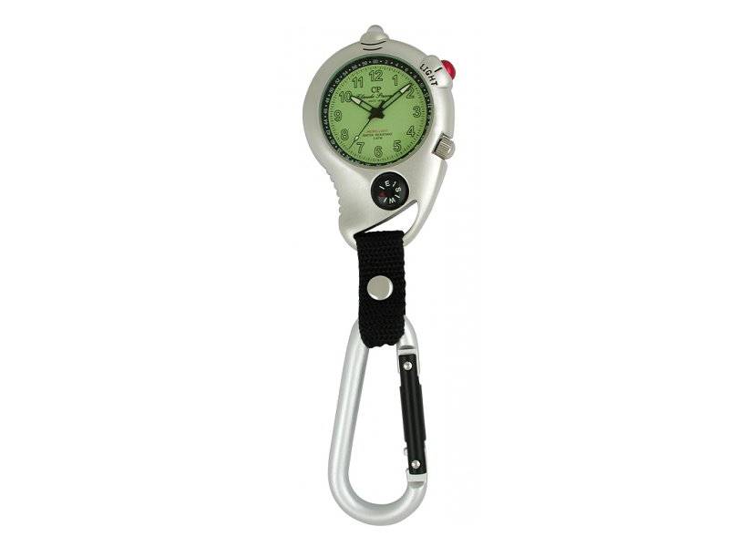 Ravel Karabiner-Uhr Mit Kompass - Leuchtendes Zifferblatt Für Outdoor | Nylon-Armband R1108