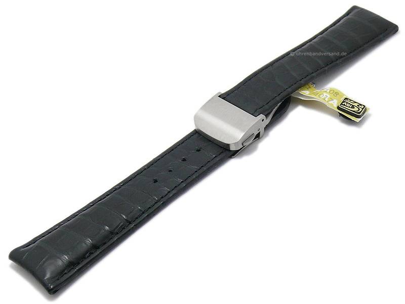 Uhrenarmband 22mm Blau Kautschuk Butterfly-Faltschließe