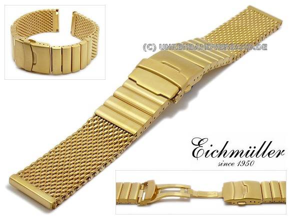 Bracelet De Montre Maille Milanaise Eichmüller - Acier Inoxydable Plaqué Or Ou Argenté - Largeur 20 Mm - Fermeture Sécurité