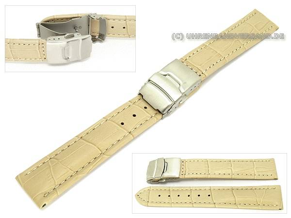 MARBURGER Uhrenarmband 22mm Leder Blau Silber Allig Produktbild-Vorschau 2