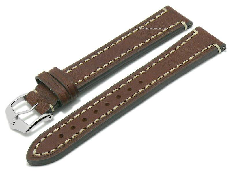 Hirsch Liberty Uhrenarmband – Braunes Sattelleder, 20 Mm Breite, Vegetabil Gegerbt, Saunagetestet, Für Herren