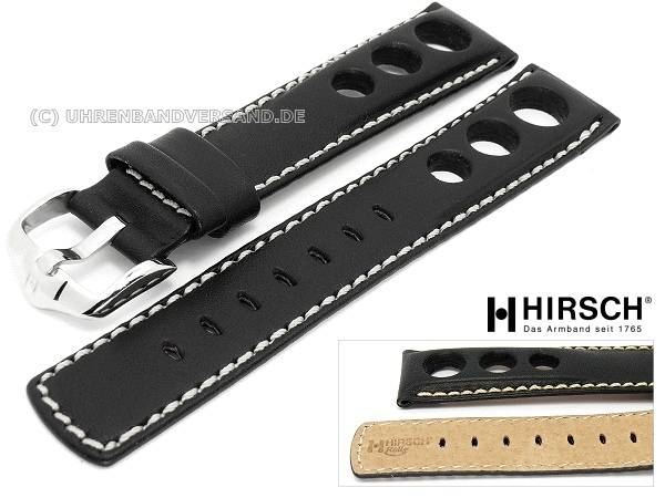 HIRSCH Rally Uhrenarmband Aus Büffelkalb – 18 Mm, Schwarz, Mit Quick-Release, Für Herren & Damen