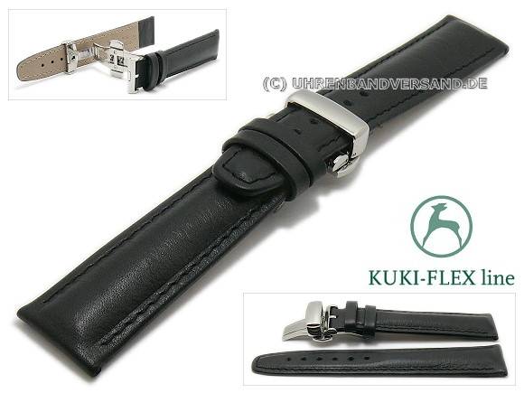 Uhrenarmband 19mm 19 Mm Uhrenarmband Aus Kautschik In Schwarz – Extra Lang (XL) Mit Dornschließe 19mm Armband Kautschuk Schwarz XL Länge Dornschließe