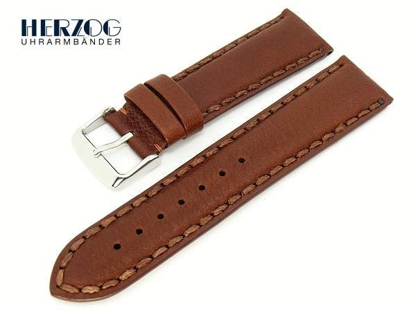 Uhrenarmband Grafenau 19mm Dunkelbraun Leder Racing-Look Vintage-Look
