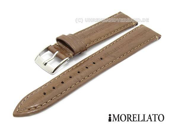 Uhrenarmband Derain 22mm Gruen/braun Leder Glatt Naht Braun