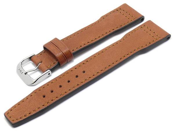 HEKTOR® Unterlagen Herren Uhrband Leder Dunkel Braun Weich Naht Weiß