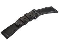Uhrenarmband Aviator New 22mm schwarz Leder Aviator-Look graue