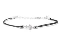 Schmuck-Armband 925 Silber/Textil schwarz-silber