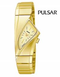 Extravagante Damenuhr Edelstahl goldfarben teilweise poliert von