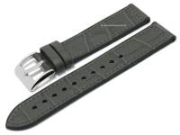 Uhrenarmband Em-LB0638 20mm dunkelgrau Silikon/Leder Alligator