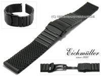 Uhrenarmband Em-MC155 24mm schwarz Milanaise schweres Geflecht