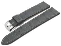 Uhrenarmband Kroko-Print 21mm grau Leder Kroko-Praegung abgenaeht
