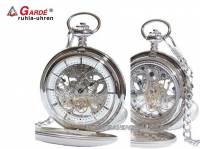 Mechanische Taschenuhr silberfarben Ziffernblatt weiß teilweise