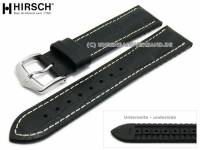 Uhrenarmband George 22mm schwarz Leder/Kautschuk Alligator