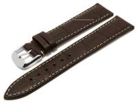 Ersatz-Uhrenarmband 20mm dunkelbraun Leder Alligator-Prägung helle