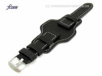 Uhrenarmband 24mm schwarz mit asymmetrischer Lederunterlage