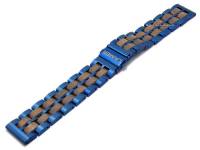 Design-Uhrenarmband Lr-HB014 20mm dunkelbraun/blau Nussholz