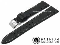 Uhrenarmband Pb-LB126 21mm schwarz Leder Vintage-Look glatt helle