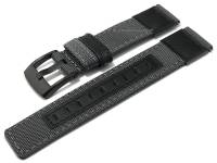 Uhrenarmband ScKB143 19mm grau/schwarz Canvas/Leder abgenaeht mit