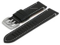Uhrenarmband ScLB95 23mm schwarz Leder genarbt helle Naht passend