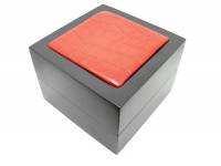 Uhrenbox Holz Leder rot