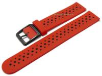 Uhrenarmband 20mm rot/schwarz Silikon mit EASY-CLICK Stegen von