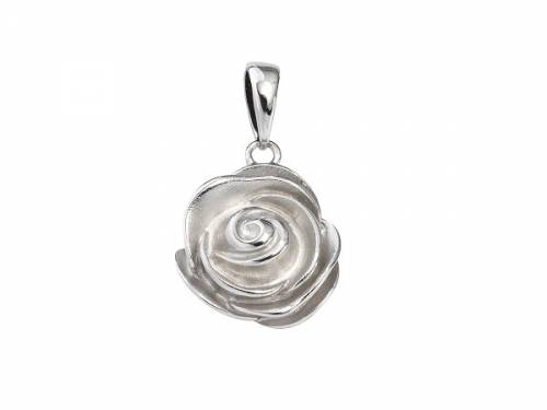 Schmuckanh�nger/Halsschmuck -Rose- teilmattiert echt Silber 925 rhodiniert (15 x 13 mm) - Bild vergr��ern 
