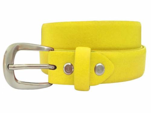 Hochwertiger Damen-Lederg�rtel MADE IN ITALY gelb bombiert - Gr��e 80 (Breite 2,5 cm) - Bild vergr��ern 