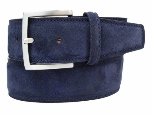 Hochwertiger Velourlederg�rtel MADE IN ITALY dunkelblau - Gr��e 90 (Breite ca. 3,5 cm) - Bild vergr��ern 