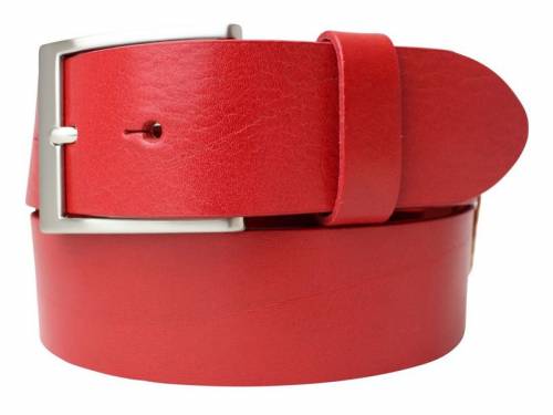 Hochwertiger Lederg�rtel MADE IN ITALY rot fein genarbt - Gr��e 115 (Breite 4 cm) - Bild vergr��ern 