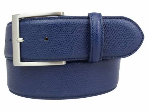 Hochwertiger Lederg�rtel MADE IN ITALY dunkelblau fein genarbt - Gr��e 95 (Breite ca. 4 cm) - Bild vergr��ern 