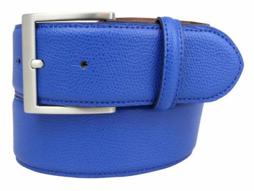 Hochwertiger Lederg�rtel MADE IN ITALY mittelblau fein genarbt - Gr��e 105 (Breite ca. 4 cm) - Bild vergr��ern 