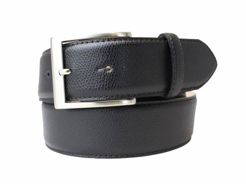 Hochwertiger Lederg�rtel MADE IN ITALY schwarz fein genarbt - Gr��e 115 (Breite ca. 4 cm) - Bild vergr��ern 